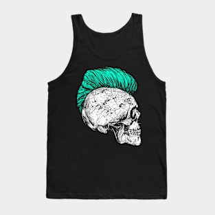 Skeleton skull with iro hairstyle in turquoise Tank Top